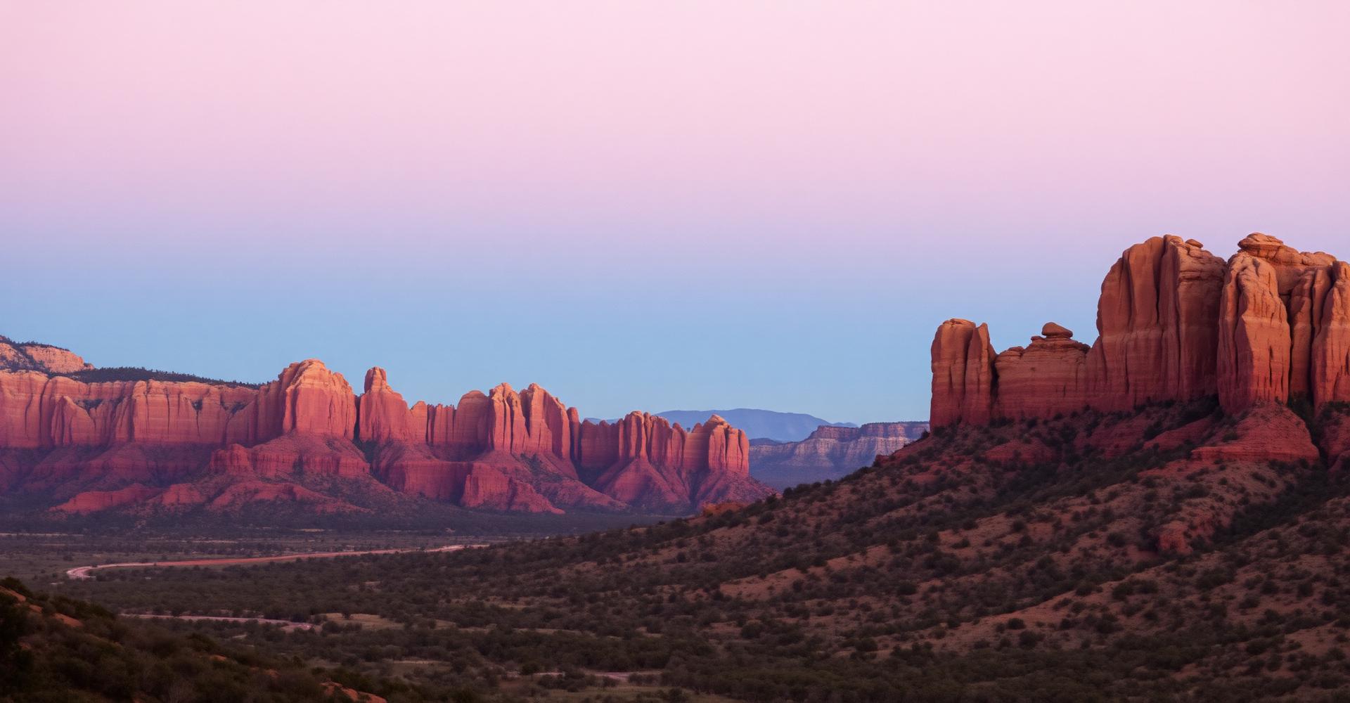 Sedona red rocks at dusk